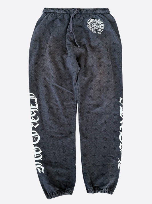 Chrome Hearts Black & White Horseshoe Logo Cross Jacquard Sweatpants