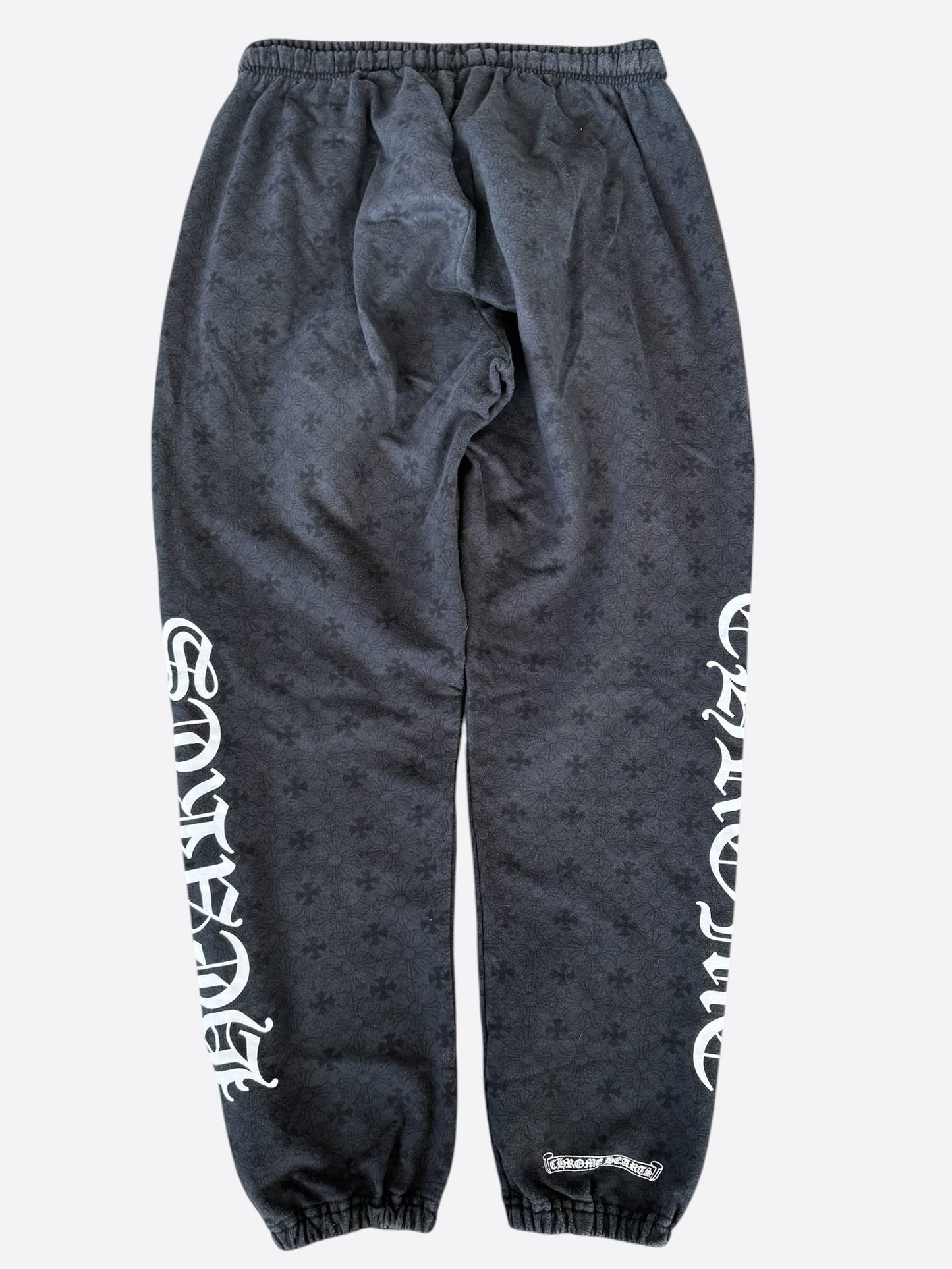 Chrome Hearts Black & White Horseshoe Logo Cross Jacquard Sweatpants