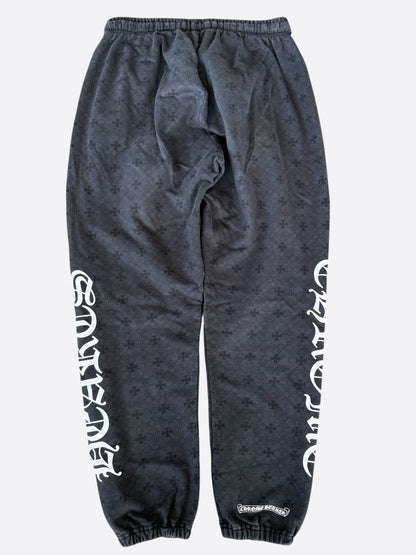 Chrome Hearts Black & White Horseshoe Logo Cross Jacquard Sweatpants