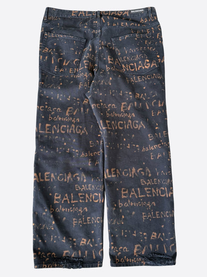 Balenciaga Black Bleached Logo Jeans