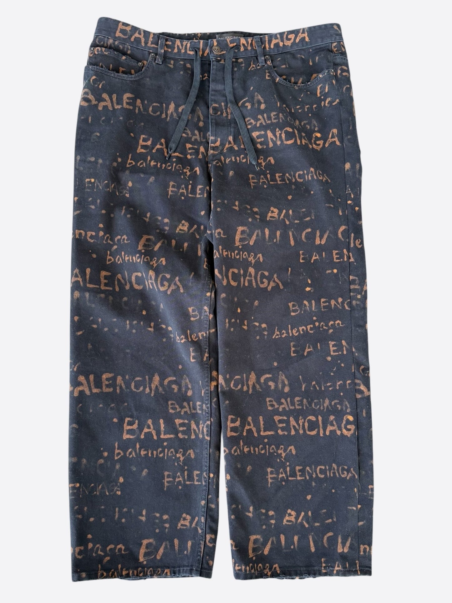 Balenciaga Black Bleached Logo Jeans