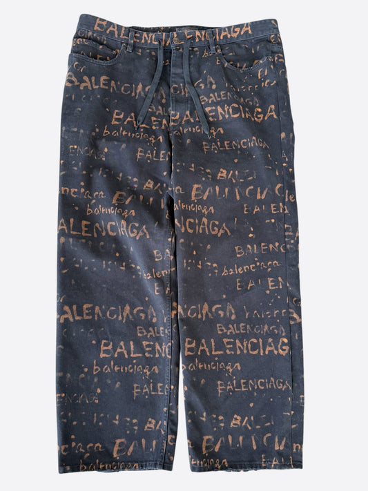 Balenciaga Black Bleached Logo Jeans
