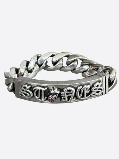 Chrome Hearts Rolling Stones Silver & Ruby Cuban Bracelet