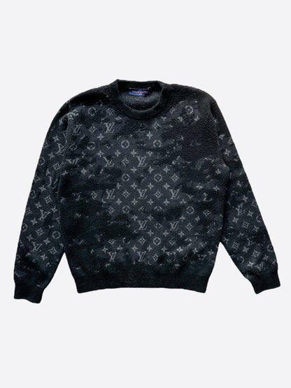 Louis Vuitton Black Distressed Monogram Sweater