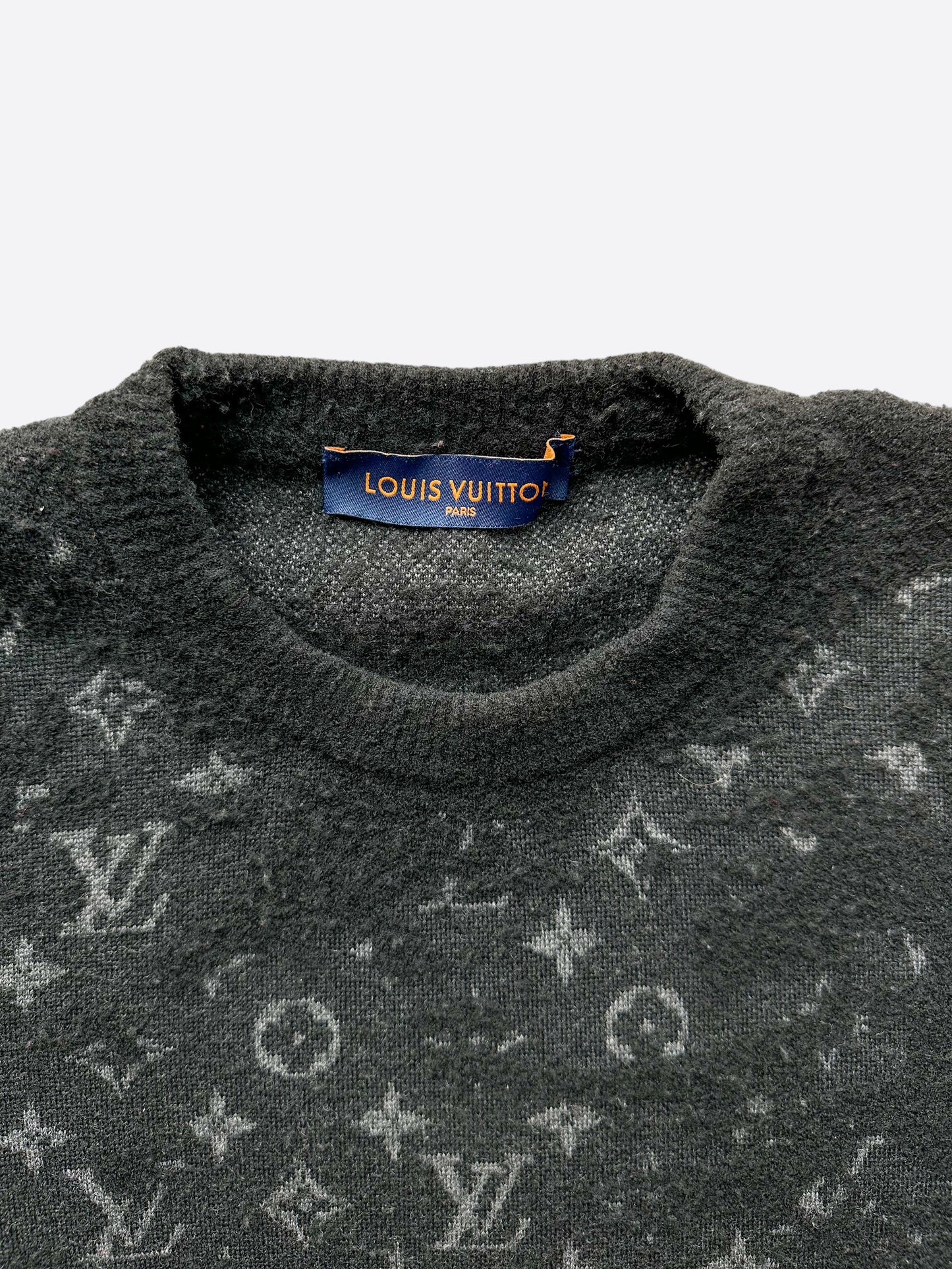 Louis Vuitton Black Knit Drop Monogram Crewneck