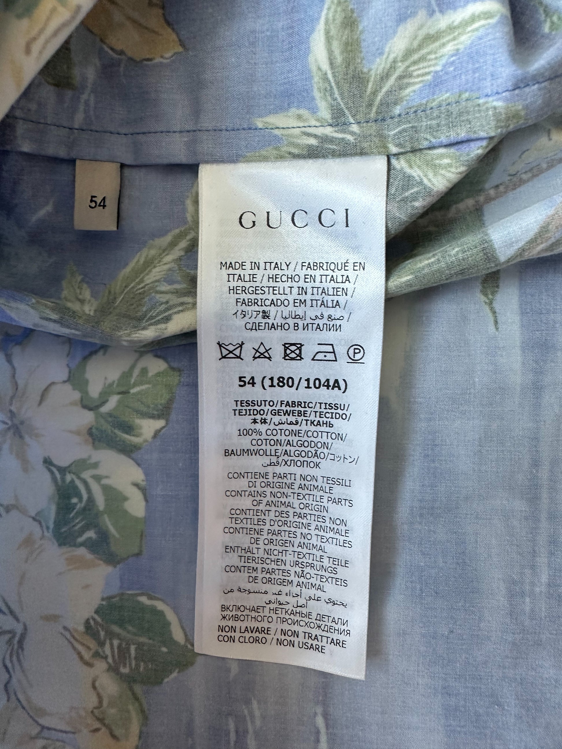 Gucci Blue Los Angeles Hawaiin Button Up Shirt