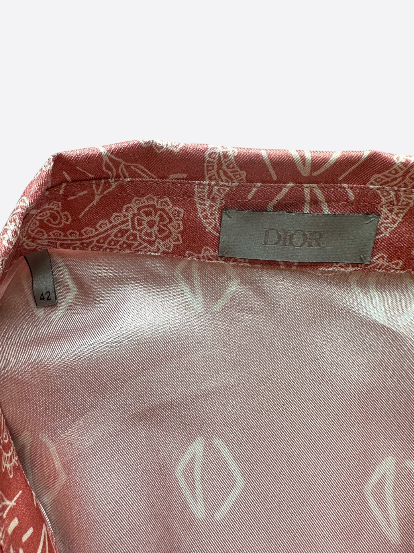 Dior Pink Paisley Bandana Print Silk Button Up Shirt