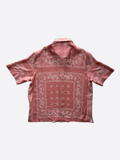 Dior Pink Paisley Bandana Print Silk Button Up Shirt