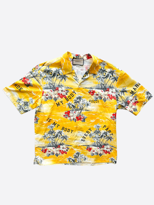 Gucci Yellow My Body Hawaiin Button Up Shirt