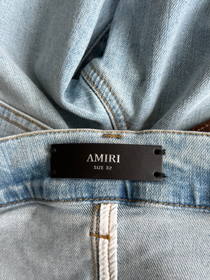Amiri Aged Indigo & Brown Croc Patch MX1 Jeans