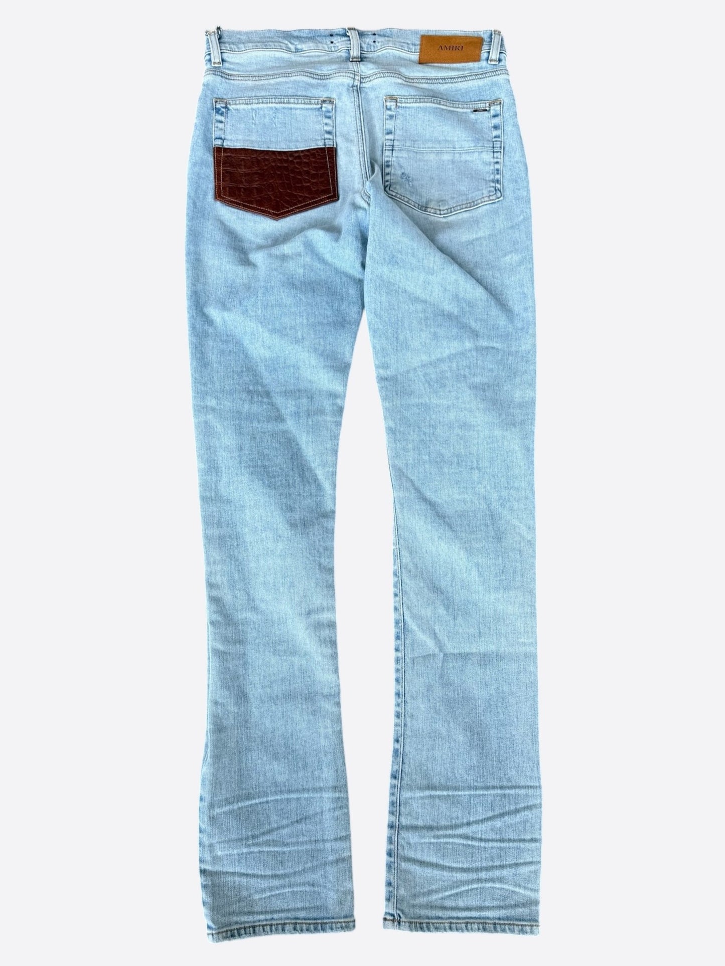 Amiri Aged Indigo & Brown Croc Patch MX1 Jeans