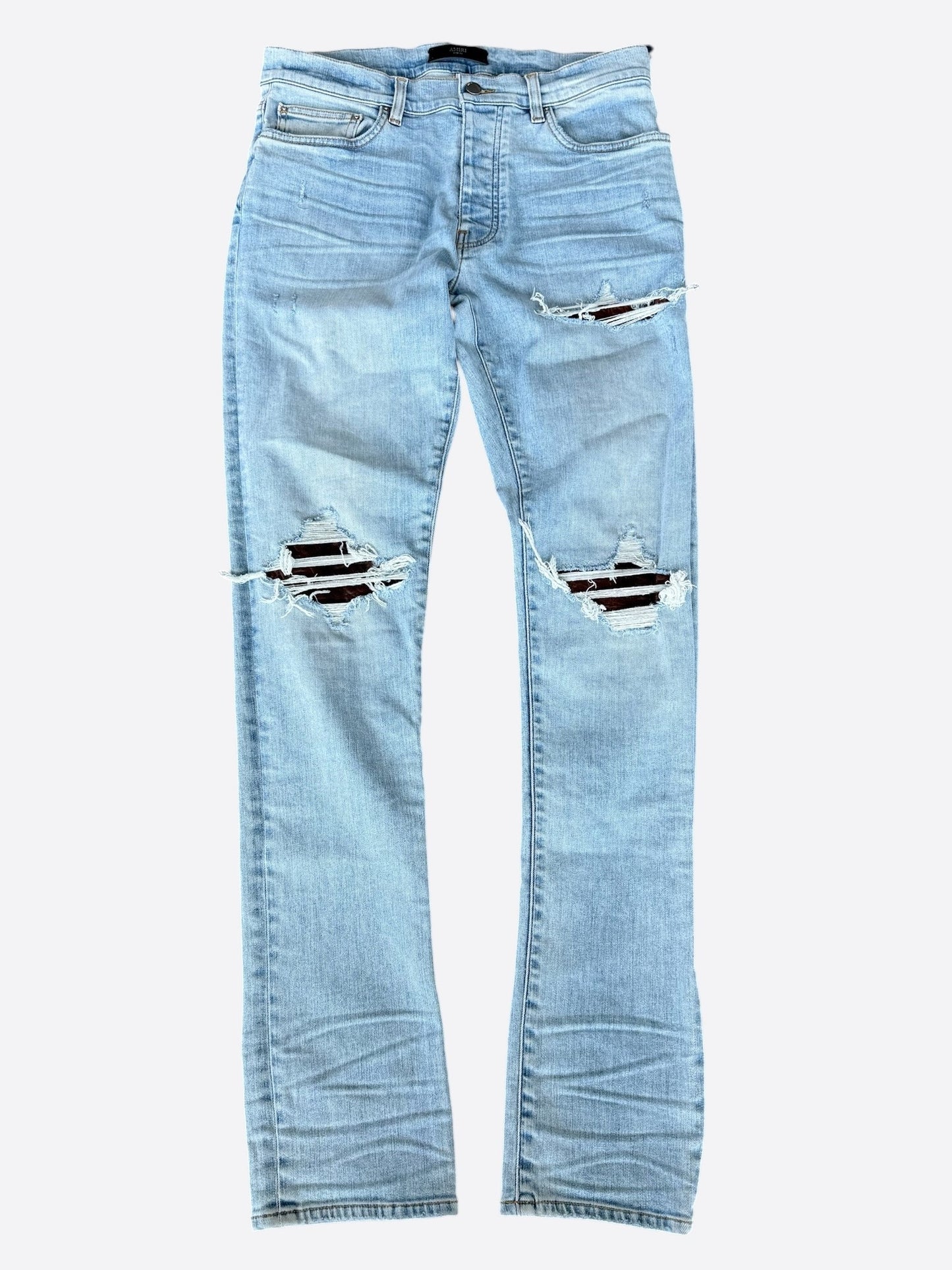 Amiri Aged Indigo & Brown Croc Patch MX1 Jeans