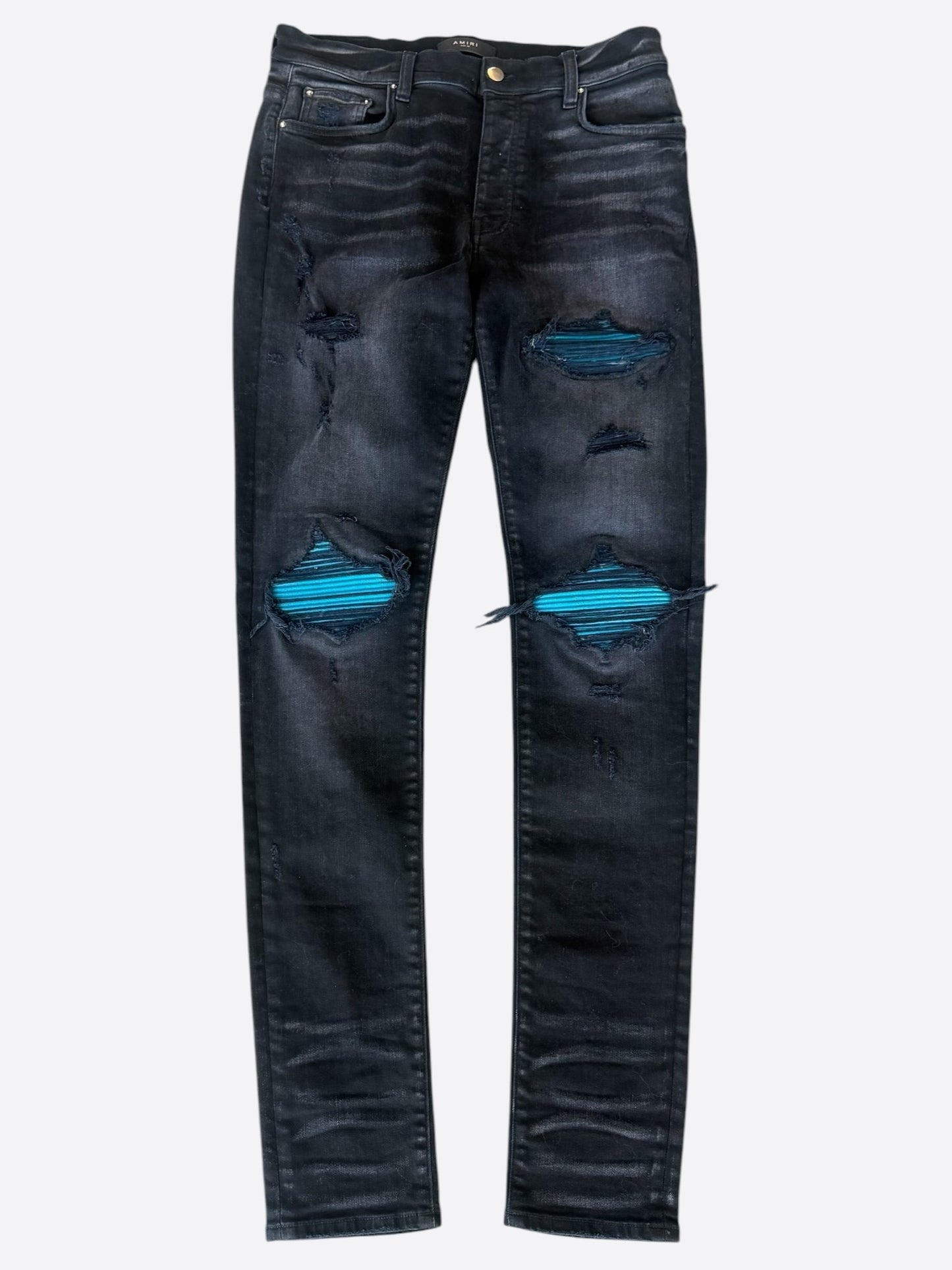 Amiri Aged Black & Blue Patch MX1 Jeans