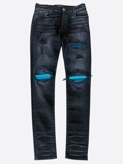 Amiri Aged Black & Blue Patch MX1 Jeans