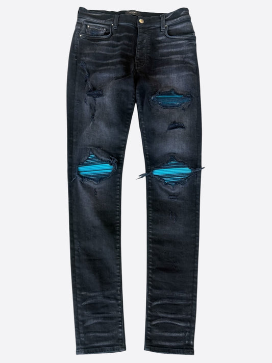 Amiri Aged Black & Blue Patch MX1 Jeans