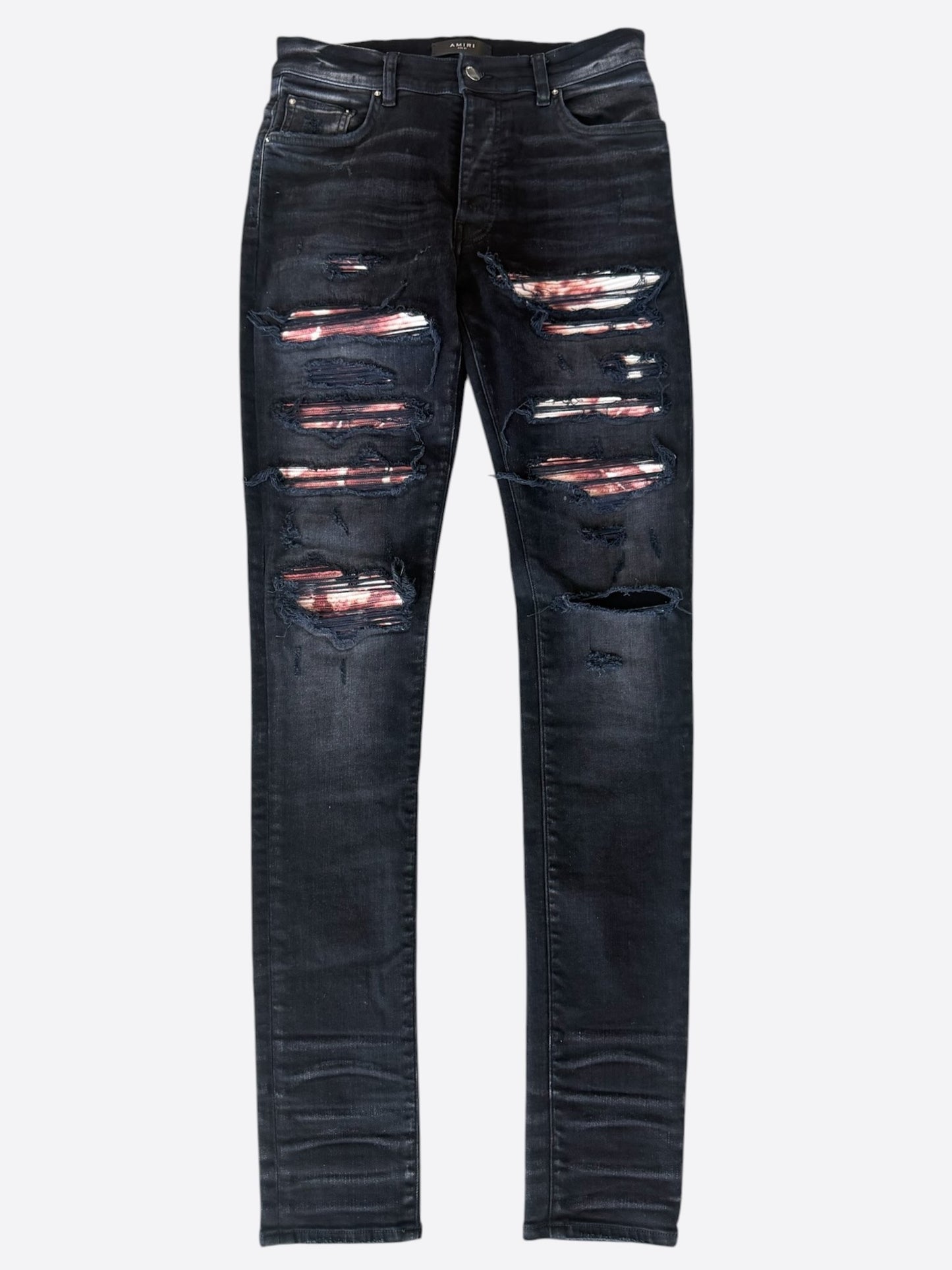 Amiri Aged Black Tie-Dye Patch Thrasher Jeans