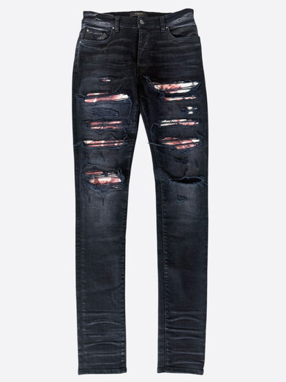 Amiri Aged Black Tie-Dye Patch Thrasher Jeans
