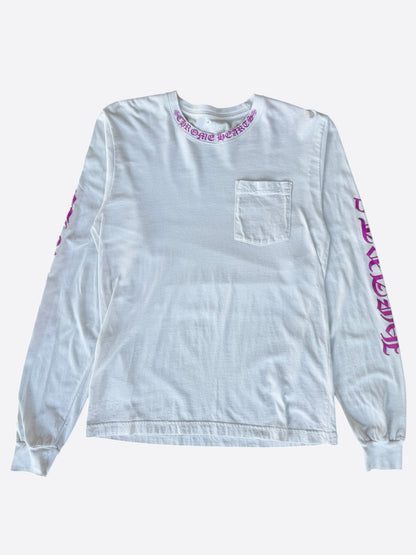 Chrome Hearts White & Purple Neck Logo Longsleeve T-Shirt