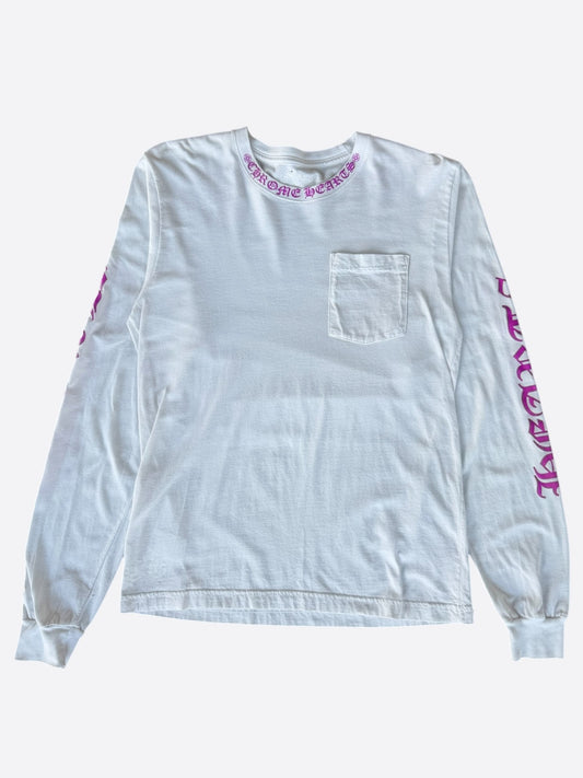 Chrome Hearts White & Purple Neck Logo Longsleeve T-Shirt