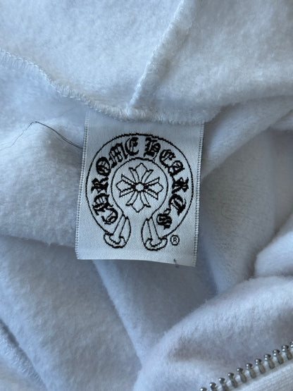 Chrome Hearts White & Black Rolling Stones Horseshoe Logo Zip Up Hoodie