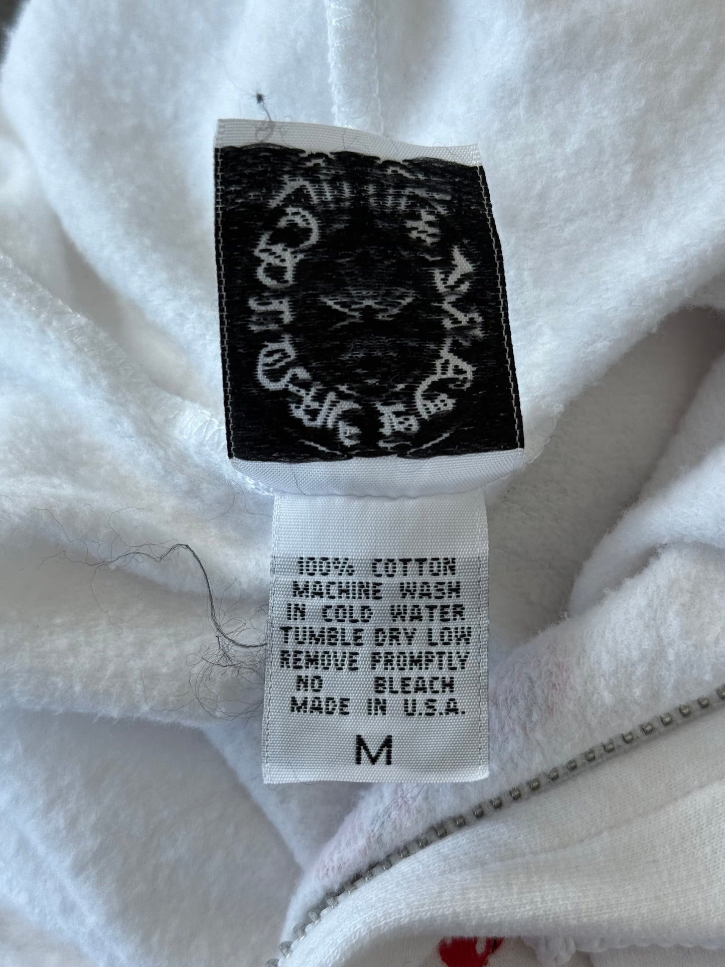 Chrome Hearts White & Black Rolling Stones Horseshoe Logo Zip Up Hoodie