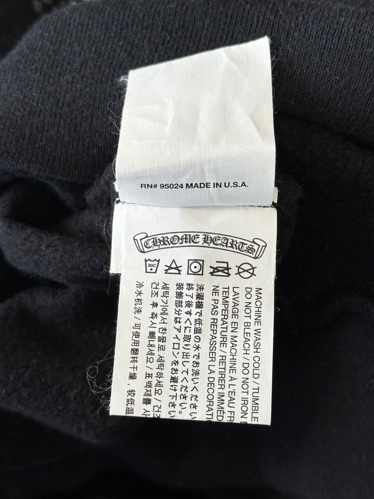 Chrome Hearts Black & White Cross Logo Zip Up Hoodie
