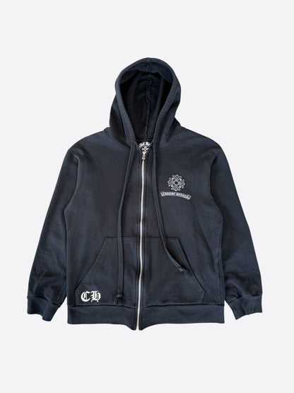 Chrome Hearts Black & White Cross Logo Zip Up Hoodie