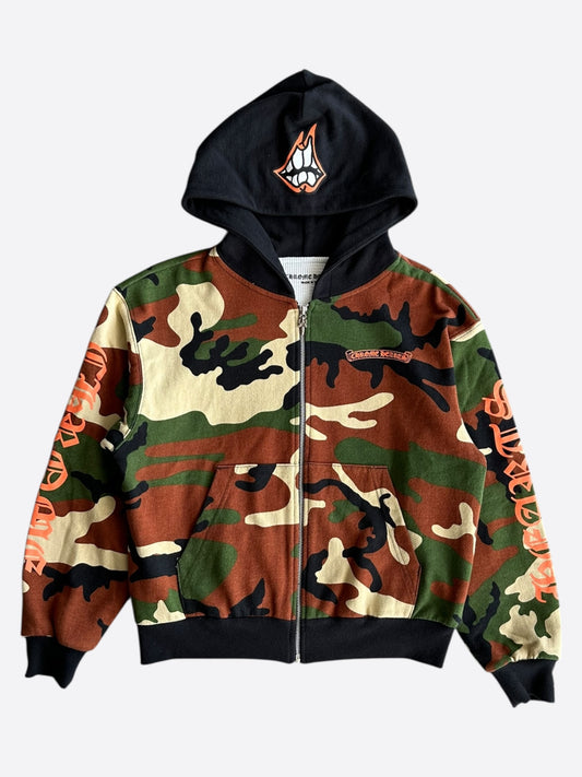 Chrome Hearts Matty Boy Camouflage Caution Zip Up Hoodie