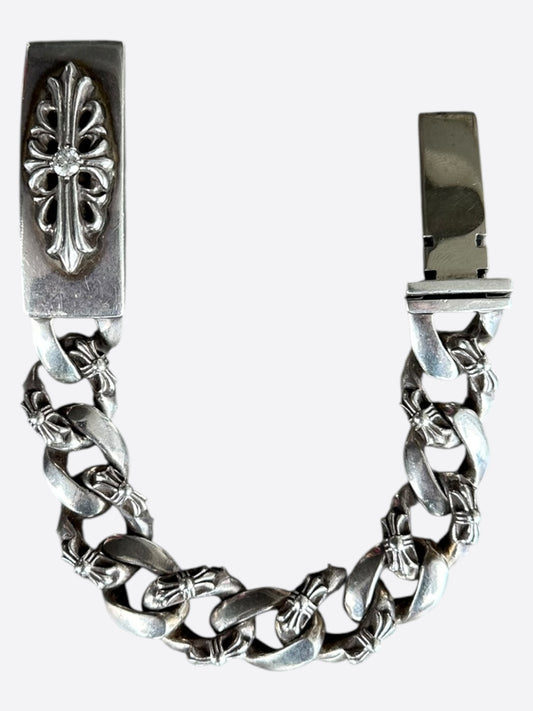 Chrome Hearts Silver & Diamond Fancy Cuban Bracelet