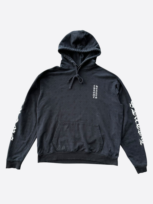 Chrome Hearts Black & White Cross Jacquard Horseshoe Logo Hoodie