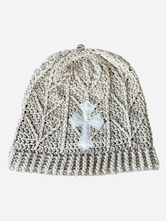 Chrome Hearts Beige & White Cross Patch Cashmere Beanie