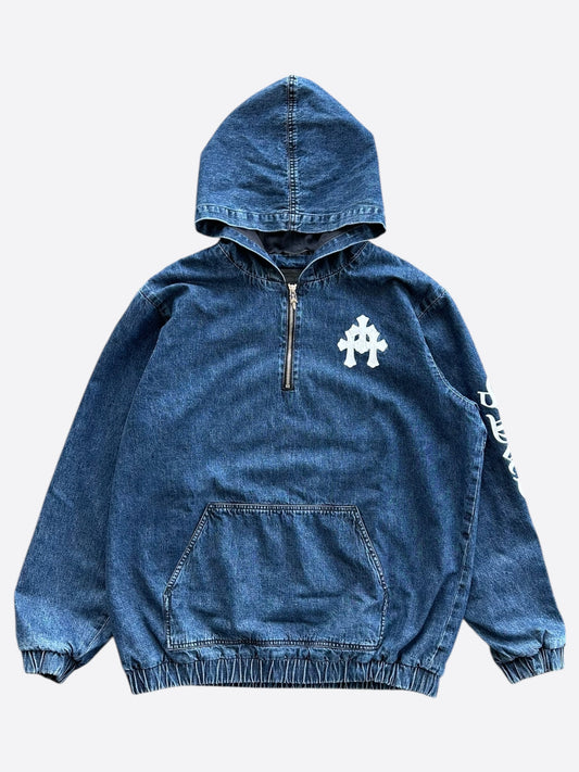 Chrome Hearts Blue & White Cross Patch Denim Anorak