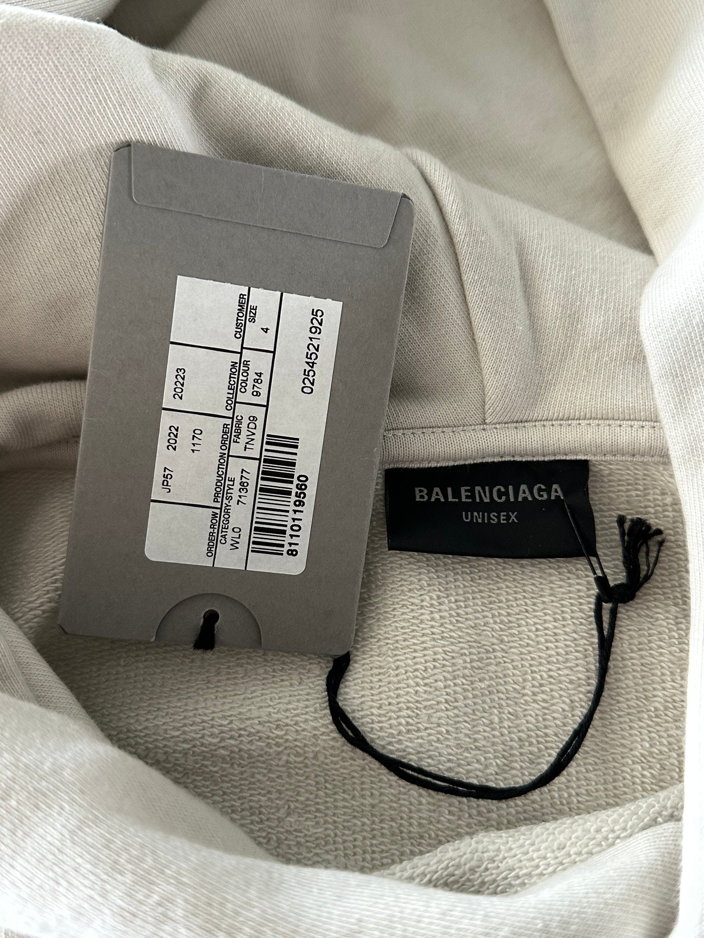Balenciaga Beige XXXL Embroidered Logo Hoodie