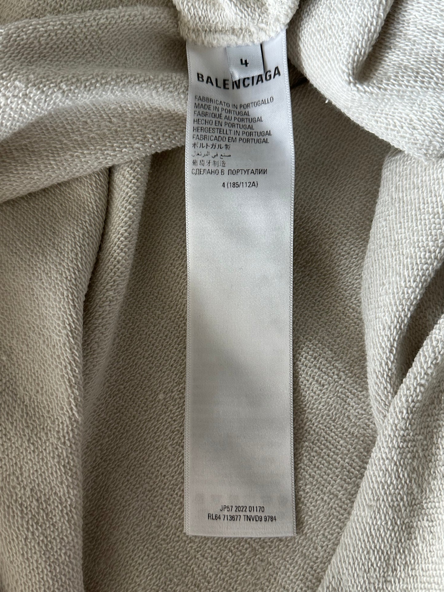 Balenciaga Beige XXXL Embroidered Logo Hoodie