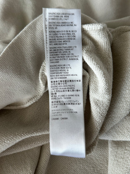 Balenciaga Beige XXXL Embroidered Logo Hoodie
