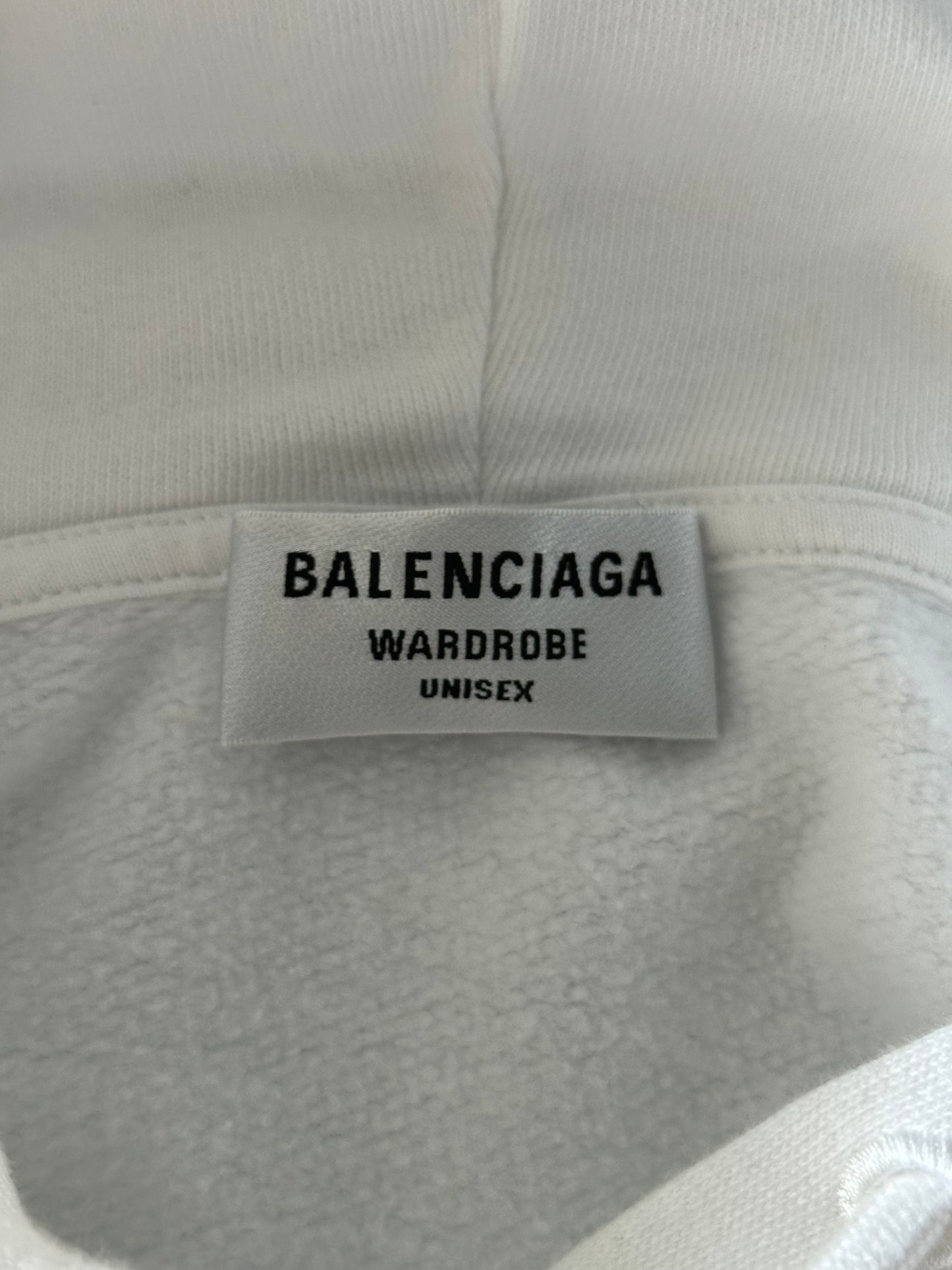 Balenciaga White & Black Pixel Logo Hoodie