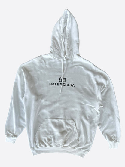 Balenciaga White & Black Pixel Logo Hoodie