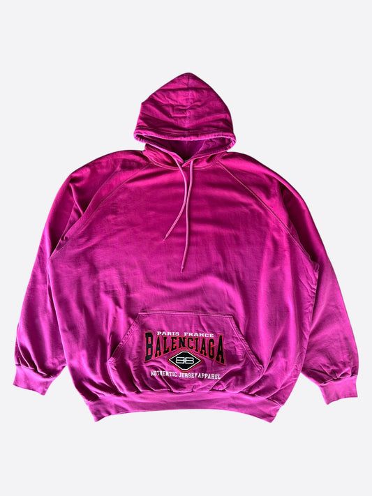 Balenciaga Pink & Multicolor Embroidered Logo Hoodie