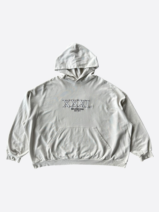 Balenciaga Beige XXXL Embroidered Logo Hoodie