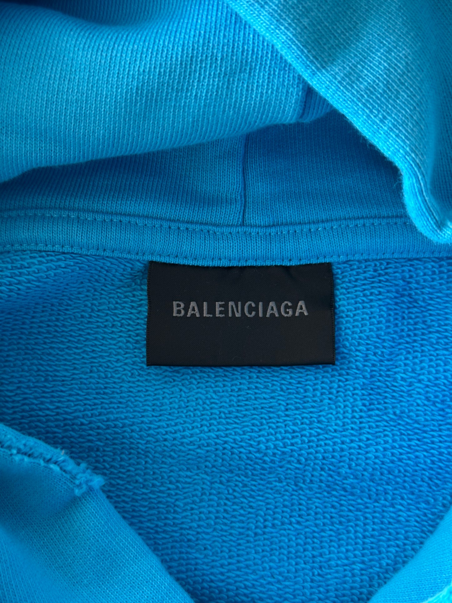Balenciaga Blue & White Campaign Logo Hoodie