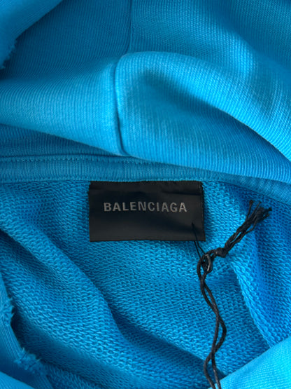 Balenciaga Blue & White Campaign Logo Hoodie