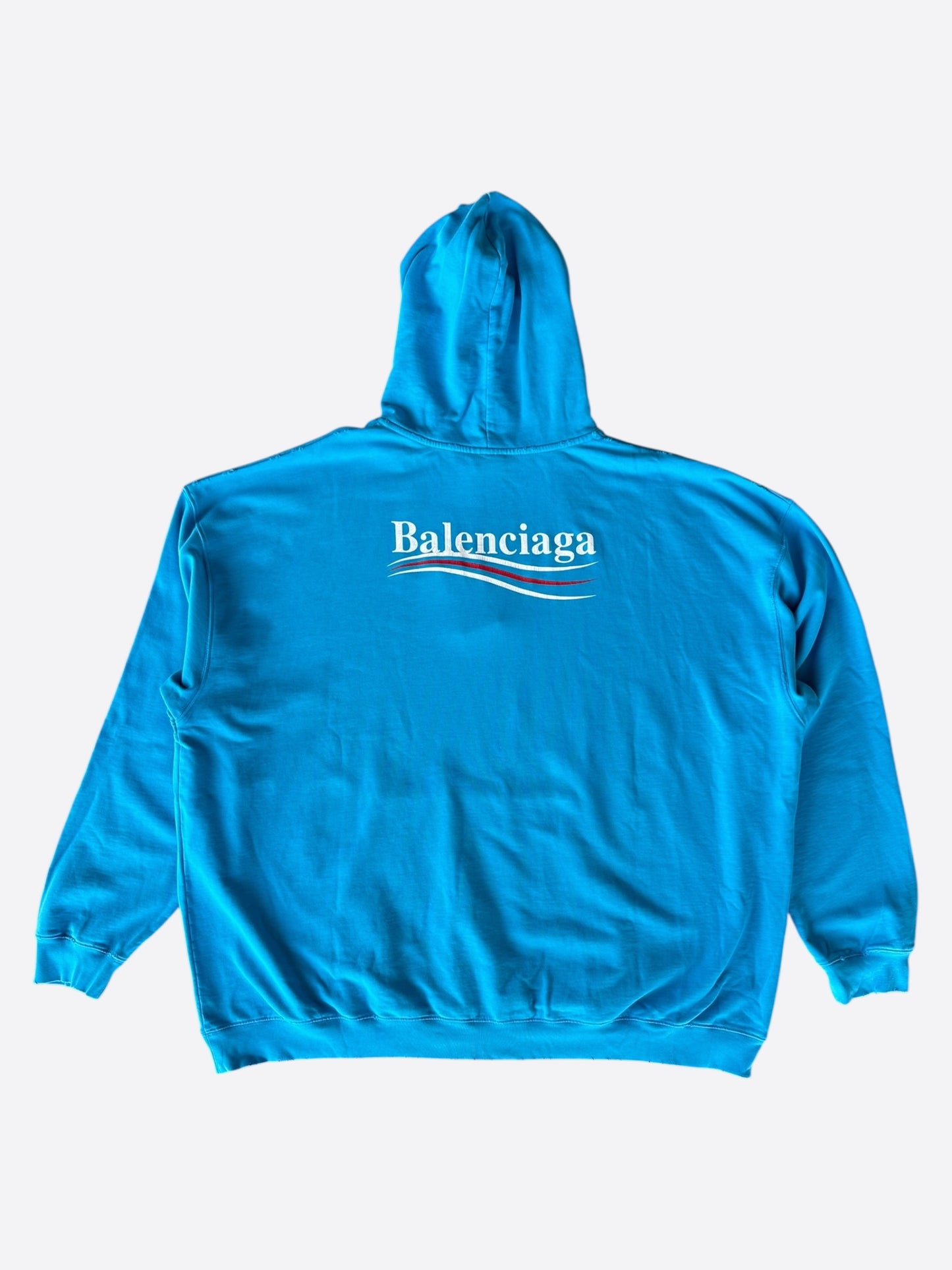 Balenciaga Blue & White Campaign Logo Hoodie