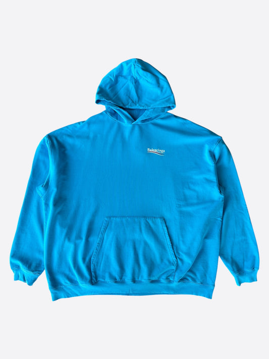 Balenciaga Blue & White Campaign Logo Hoodie