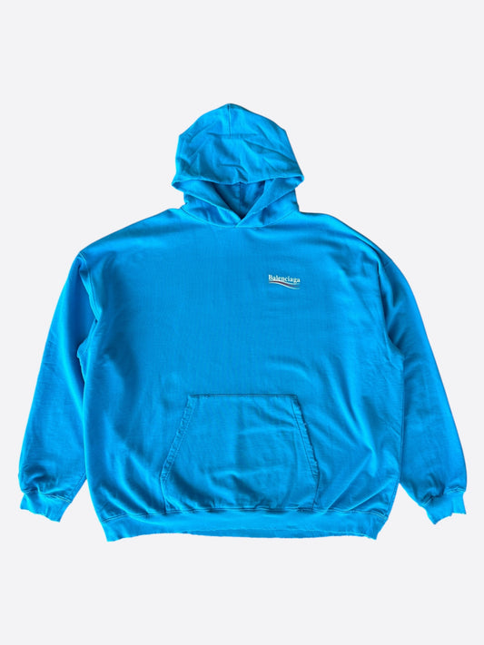 Balenciaga Blue & White Campaign Logo Hoodie