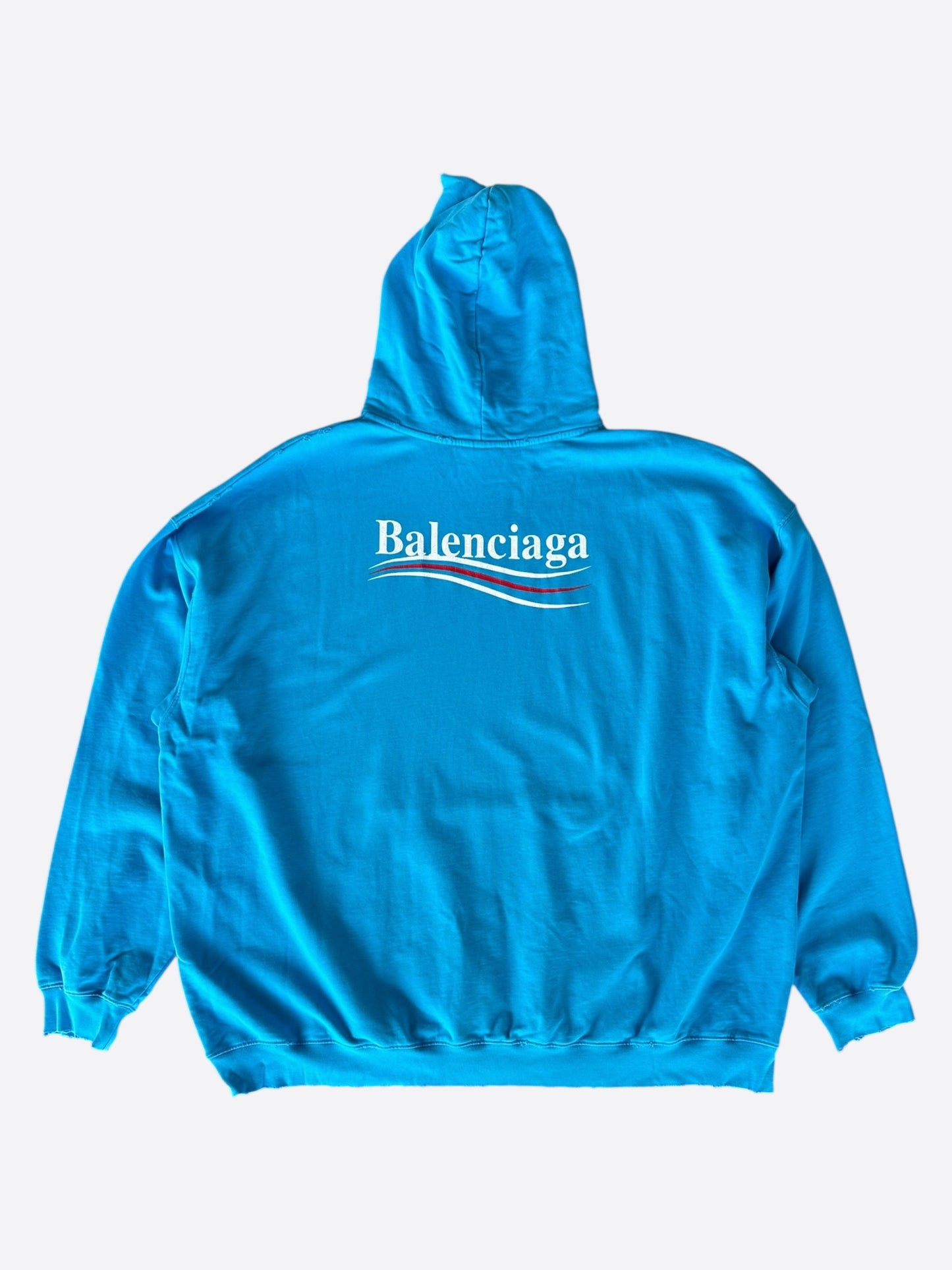 Balenciaga Blue & White Campaign Logo Hoodie