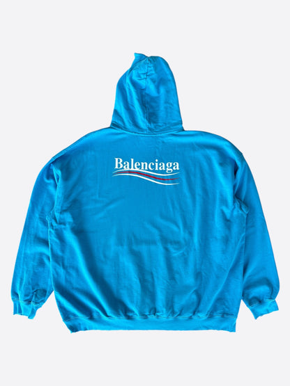 Balenciaga Blue & White Campaign Logo Hoodie