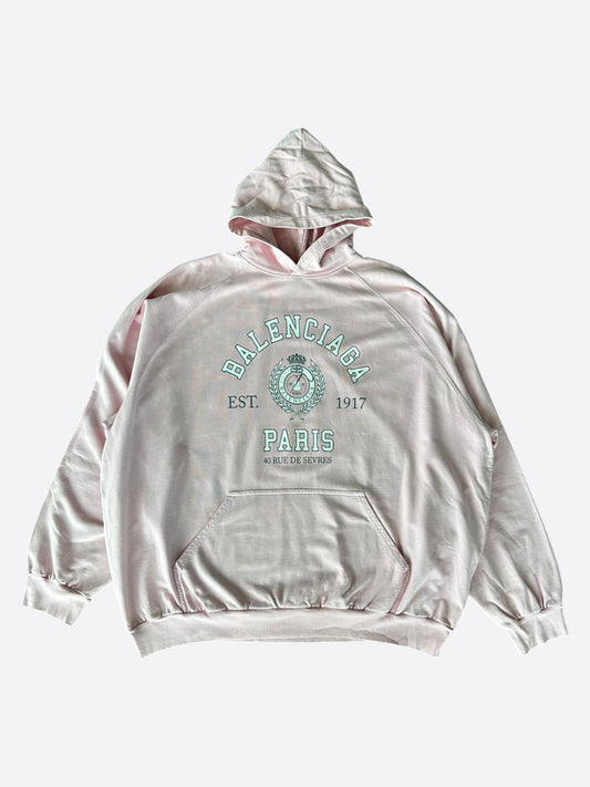 Balenciaga Pink & White Paris Logo Hoodie