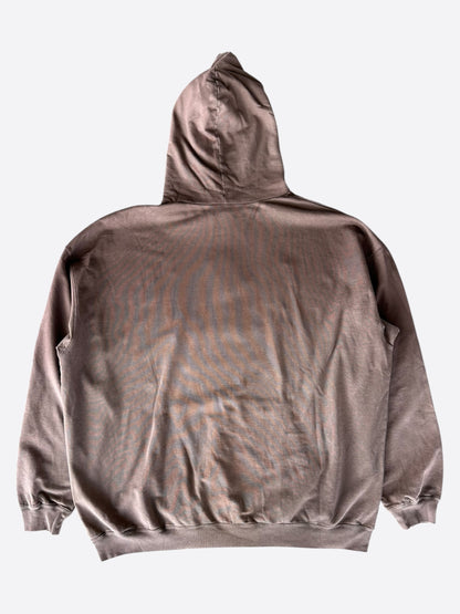 Balenciaga Brown & Multicolor Embroidered Logo Hoodie