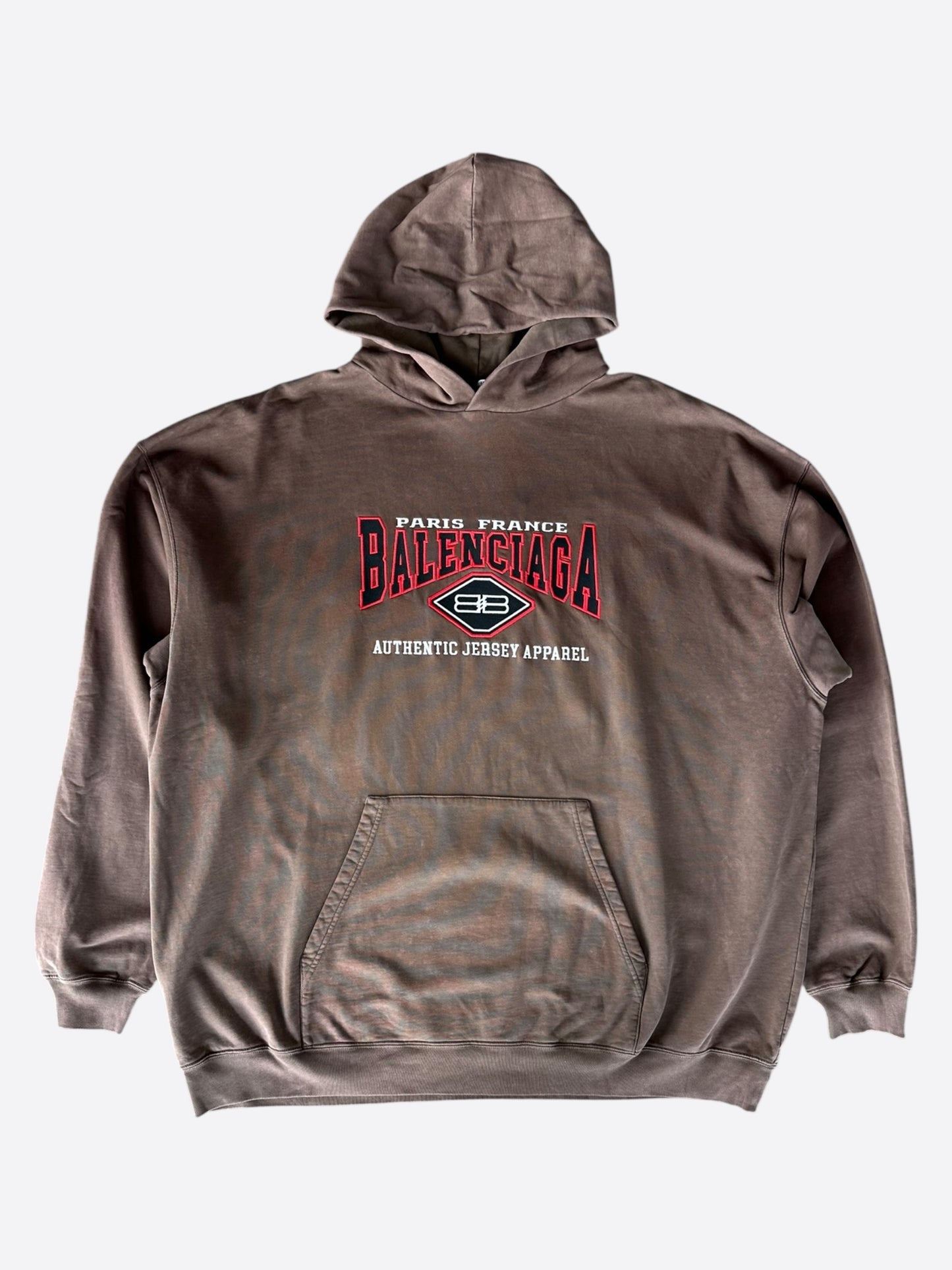 Balenciaga Brown & Multicolor Embroidered Logo Hoodie