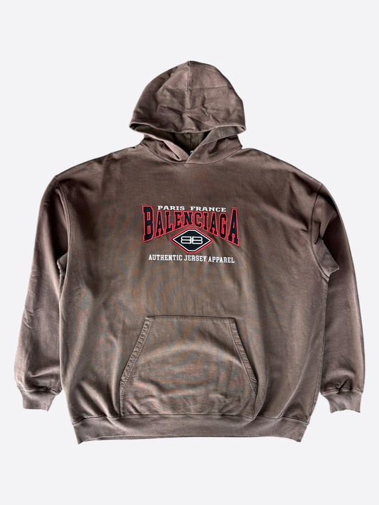 Balenciaga Brown & Multicolor Embroidered Logo Hoodie